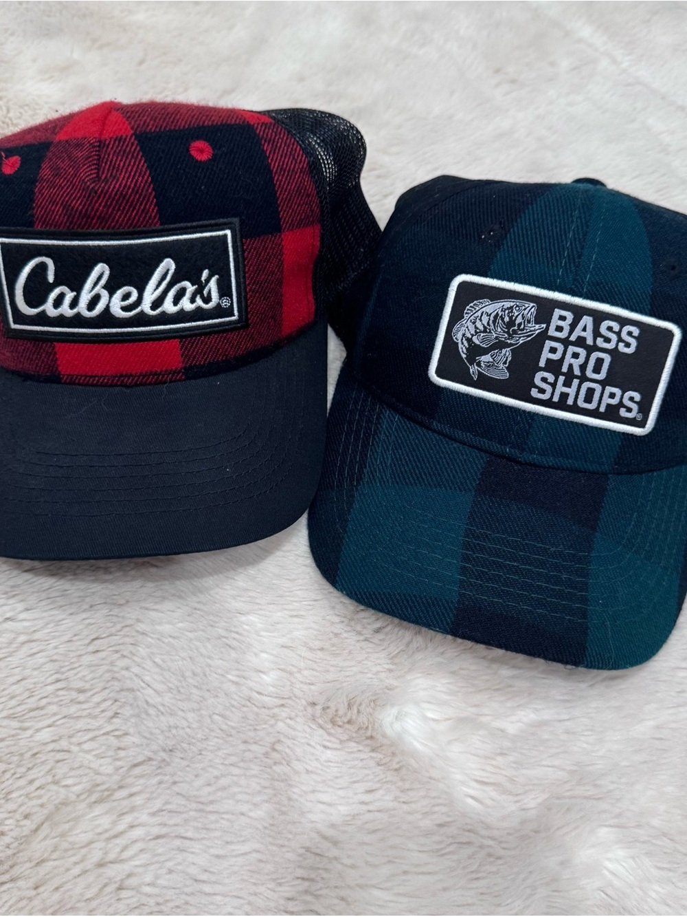 Bass Pro Shops Plaid Patch Logo Trucker Hats